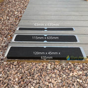 Non Slip Decking Strips Aluminium Screw Down Plates - Slips Away - Decking plate 63mm x 635mm hazard -