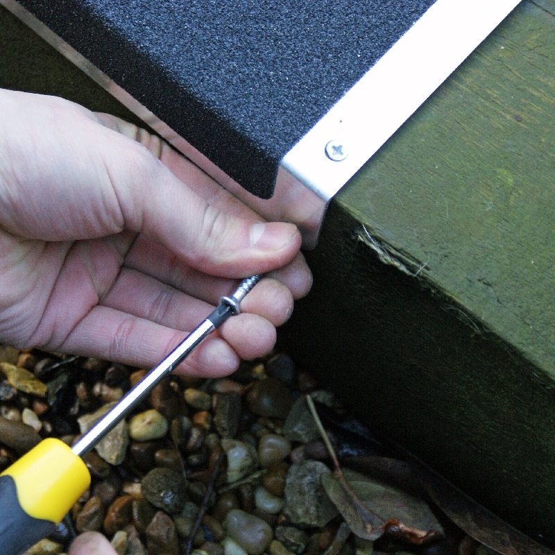 Non Slip Decking Strips Aluminium Screw Down Plates - Slips Away - Decking plate 63mm x 635mm hazard -