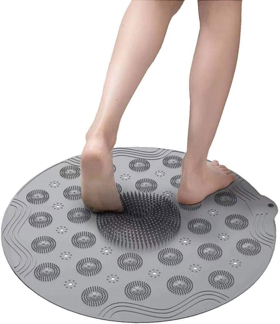 Non Slip Round Bath Mat with Suction Cup, 46x46cm - Slips Away - b0f73517-63a6-4022-99f6-8248650cd0df -