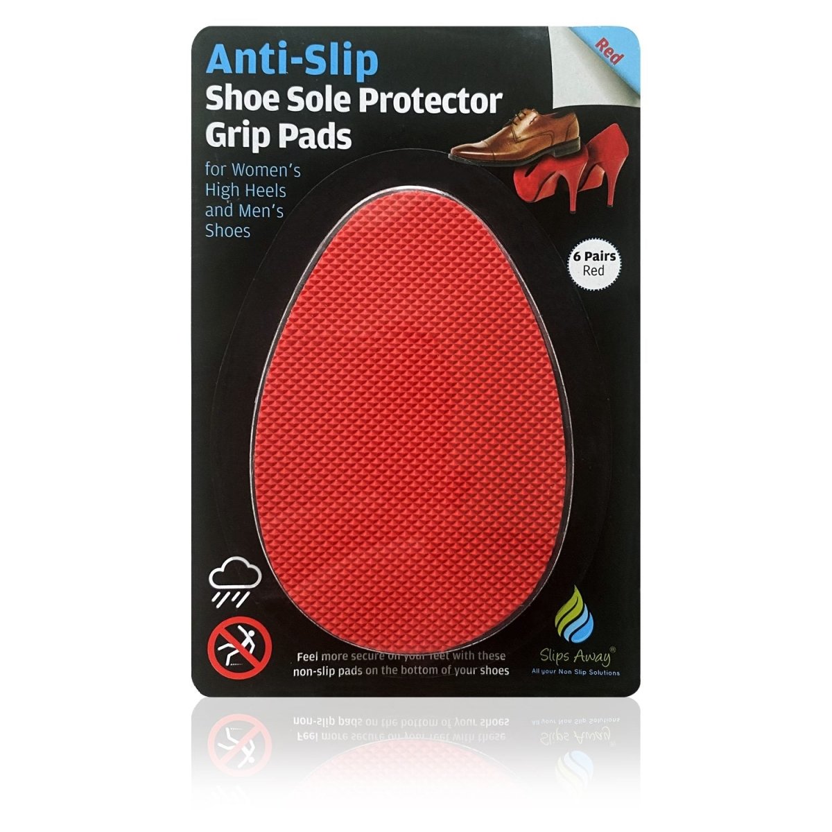 Non Slip Shoe Grip Pads 6x Pairs Red Slips Away - Main Image