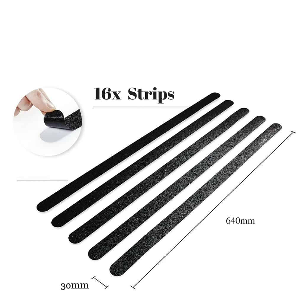 Non Slip Strips for Stairs - Black 64cm x 3 cm (16x pack) - Slips Away - SA026 -