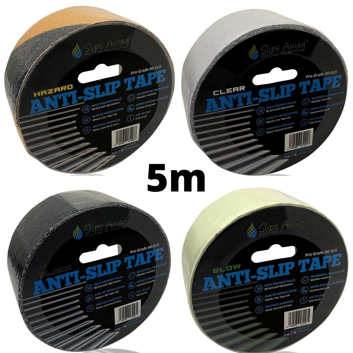Short Length Anti Slip Tape Rolls Standard Grade 5 Metres - Slips Away - SA053 -