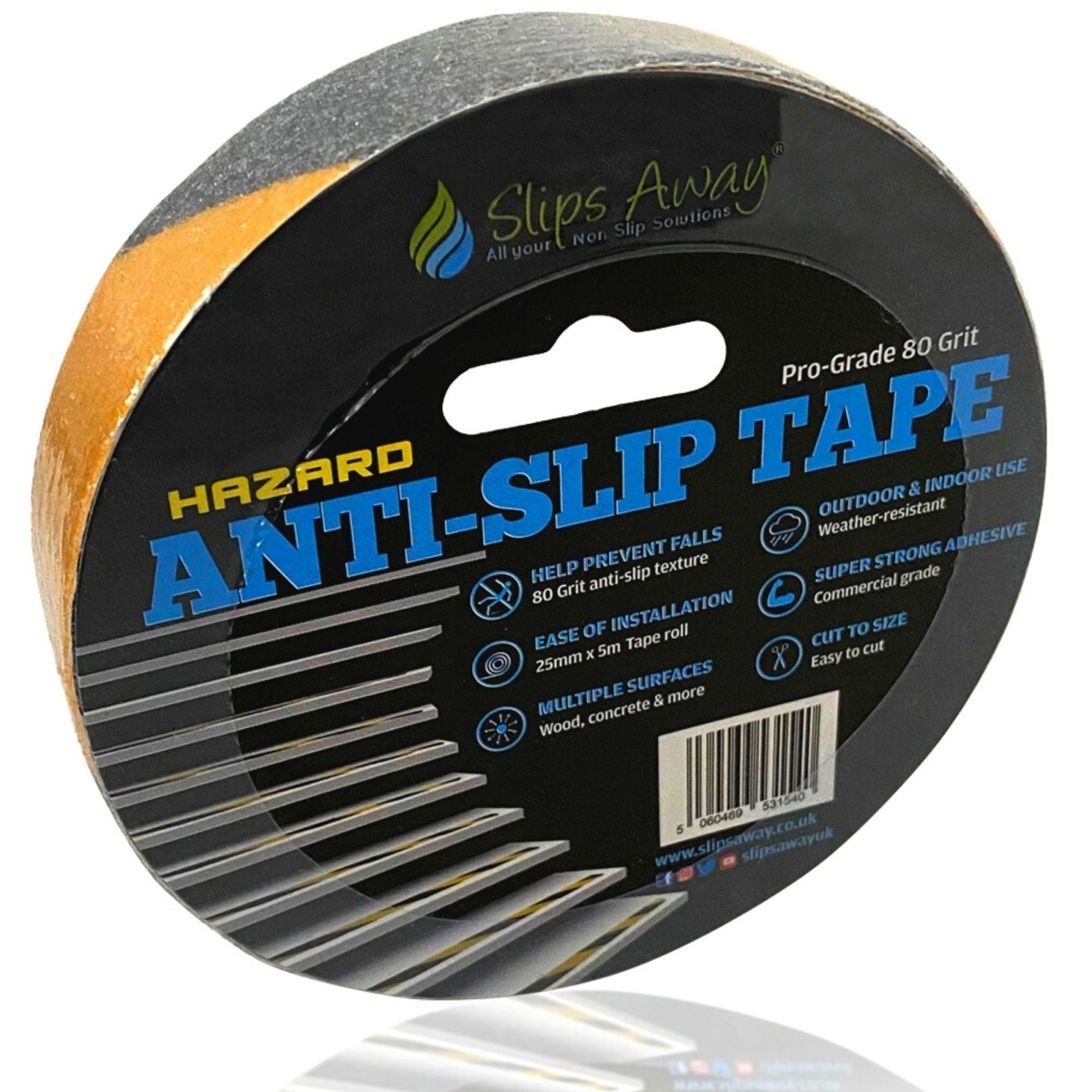 Standard Grade Hazard Warning Yellow Black Anti Slip Tape Roll - Slips Away - Anti slip tape - SA050, -