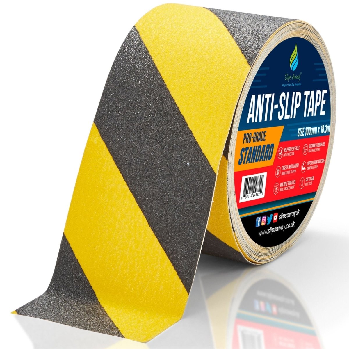 Standard Grade Hazard Warning Yellow Black Anti Slip Tape Roll - Slips Away - Anti slip tape - SA050, -
