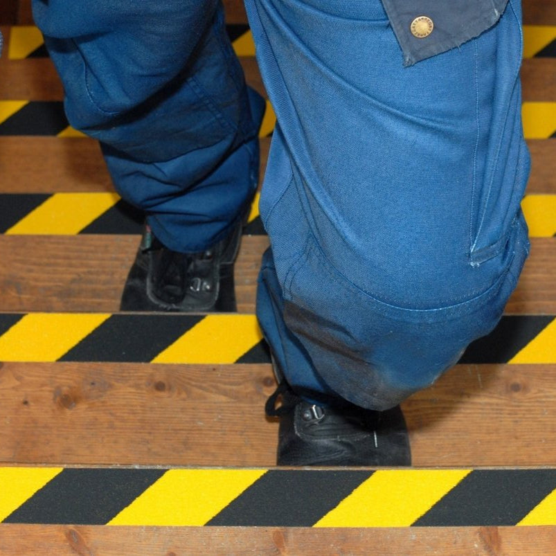 Standard Grade Hazard Warning Yellow Black Anti Slip Tape Roll - Slips Away - SA046, -