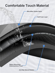 Water Absorbent Rubber Backed Non-Slip Bathroom Floor Mat - Slips Away - Water Absorbent - B09V54LL1L -