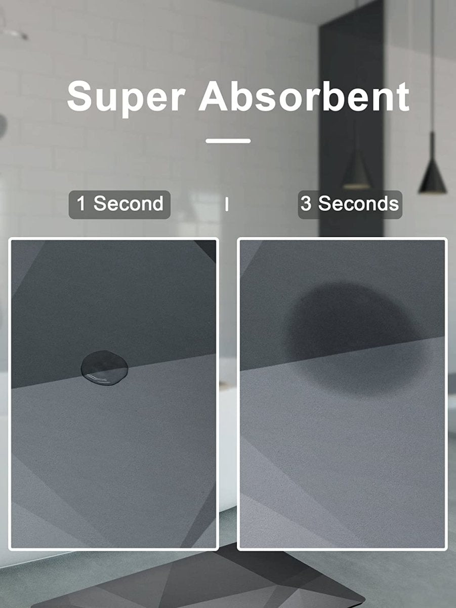Water Absorbent Rubber Backed Non-Slip Bathroom Floor Mat - Slips Away - Water Absorbent - B09V54LL1L -