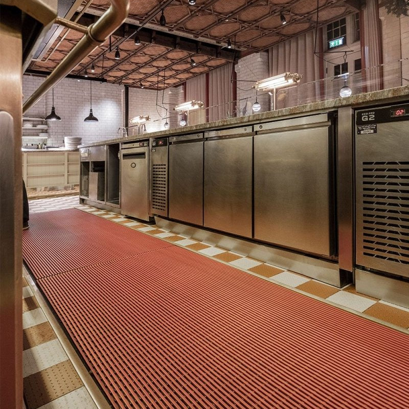 Anti-fatigue catering mats for commercial kitchens”
