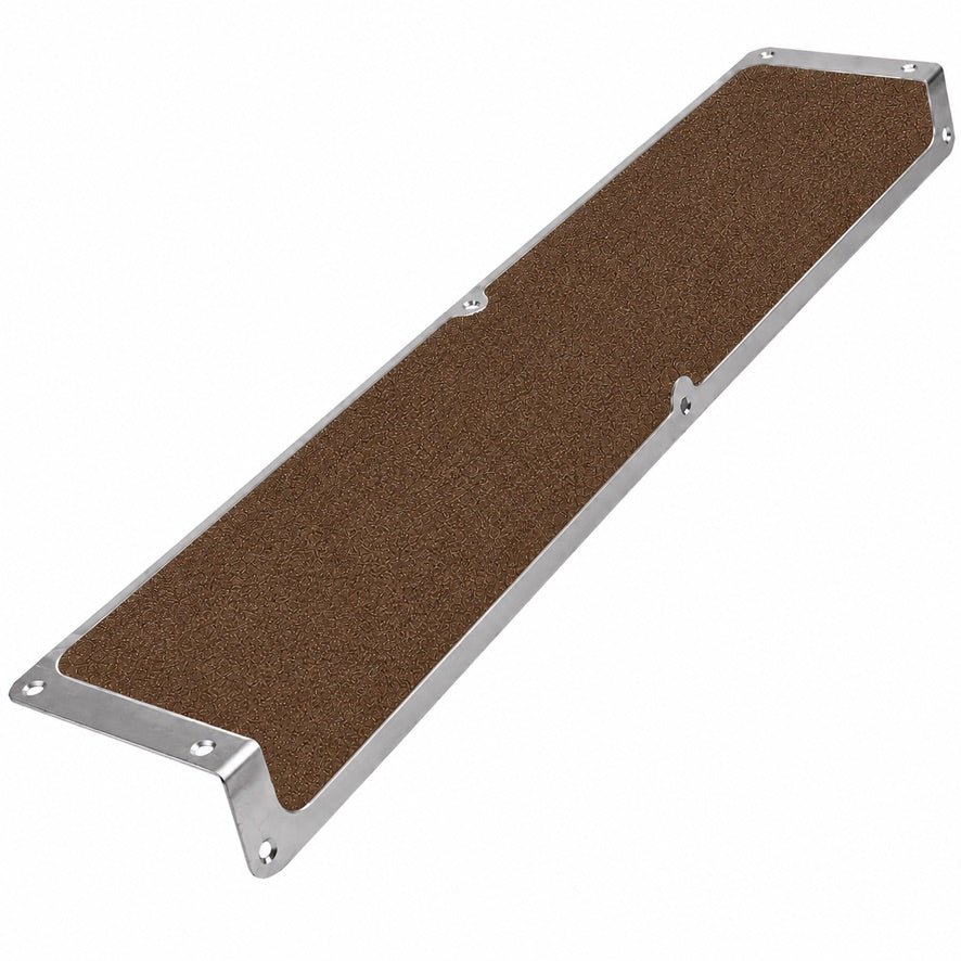 120mm x 45mm x 635mm Nosing Non Slip Decking Aluminium Screw Down Plates - Slips Away - Decking strips - 1x decking plate 120mm x 635mm x 45mm brown - 