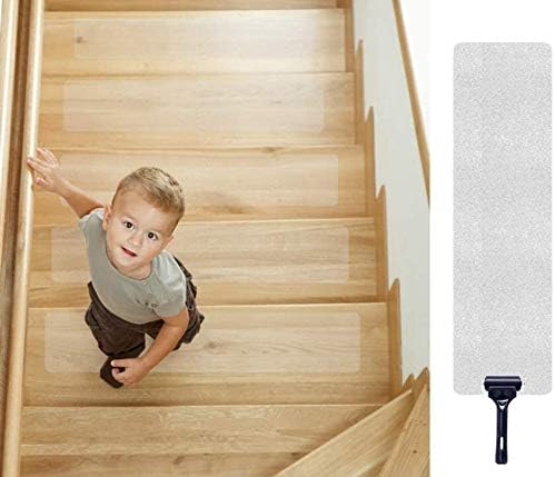 15 - Pack of Discreet Non - Slip Stair Treads - Anti - Slip Step Strips - Perfect for Indoor and Outdoor Steps, Ramps, and Walkways - Slips Away - B07NHKT3VB - 