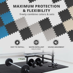 18x Piece Interlocking Soft Foam Floor Mat Set: Protective EVA Puzzle Tiles for Gym, Exercise, and Home Fitness