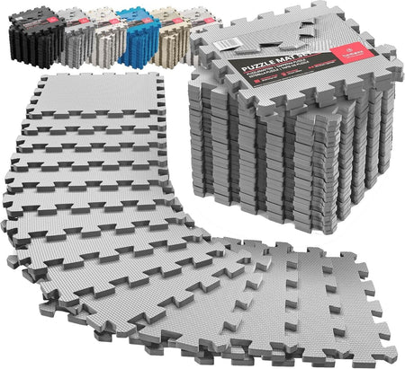 18x Piece Interlocking Soft Foam Floor Mat Set: Protective EVA Puzzle Tiles for Gym, Exercise, and Home Fitness