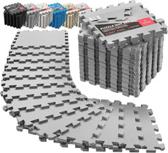 18x Piece Interlocking Soft Foam Floor Mat Set: Protective EVA Puzzle Tiles for Gym, Exercise, and Home Fitness