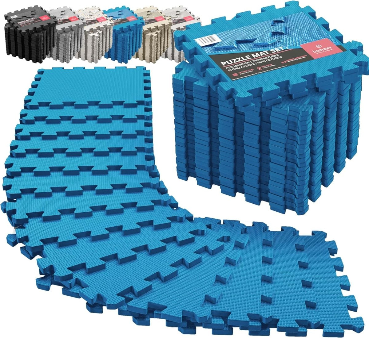 18x Piece Interlocking Soft Foam Floor Mat Set: Protective EVA Puzzle Tiles for Gym, Exercise, and Home Fitness