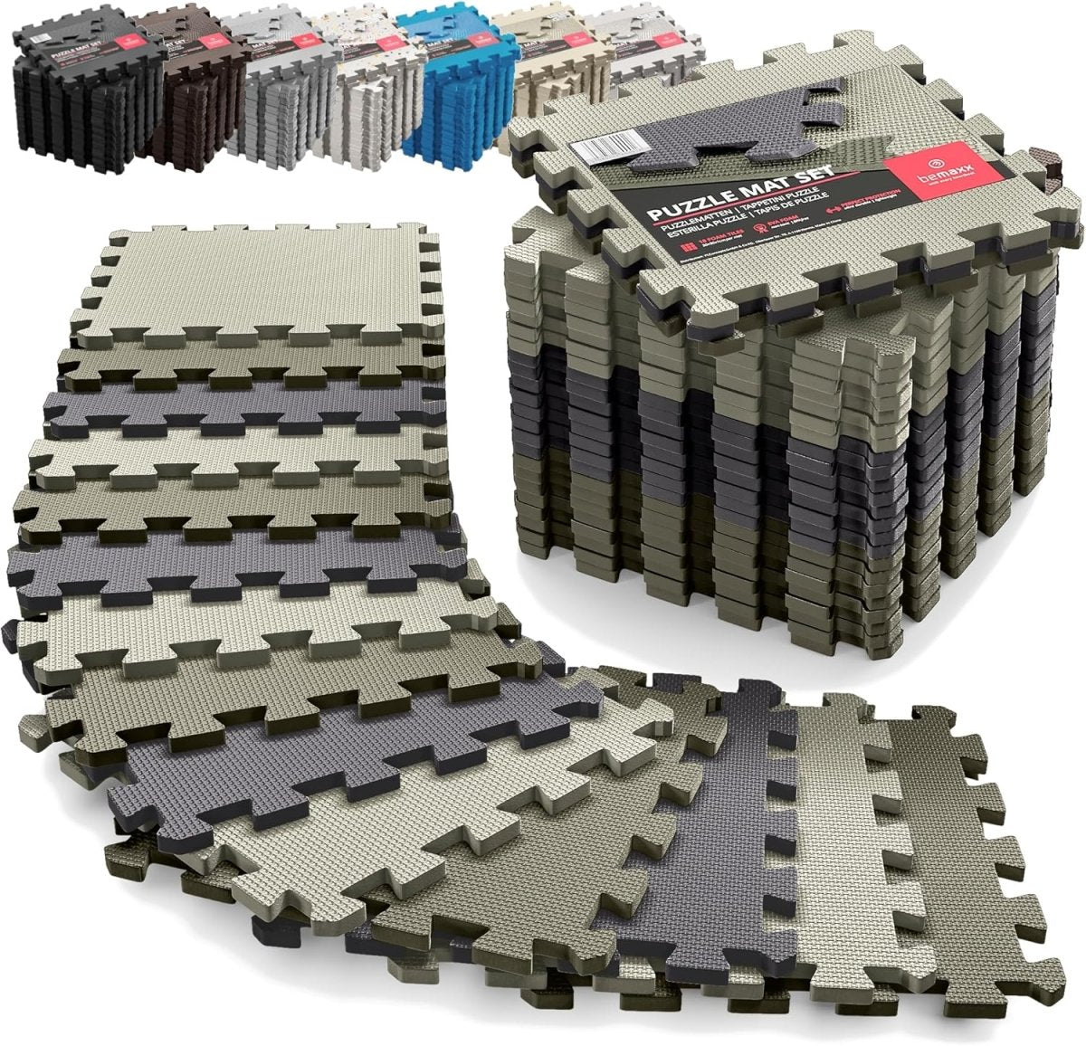 18x Piece Interlocking Soft Foam Floor Mat Set: Protective EVA Puzzle Tiles for Gym, Exercise, and Home Fitness