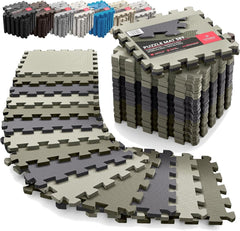 18x Piece Interlocking Soft Foam Floor Mat Set: Protective EVA Puzzle Tiles for Gym, Exercise, and Home Fitness