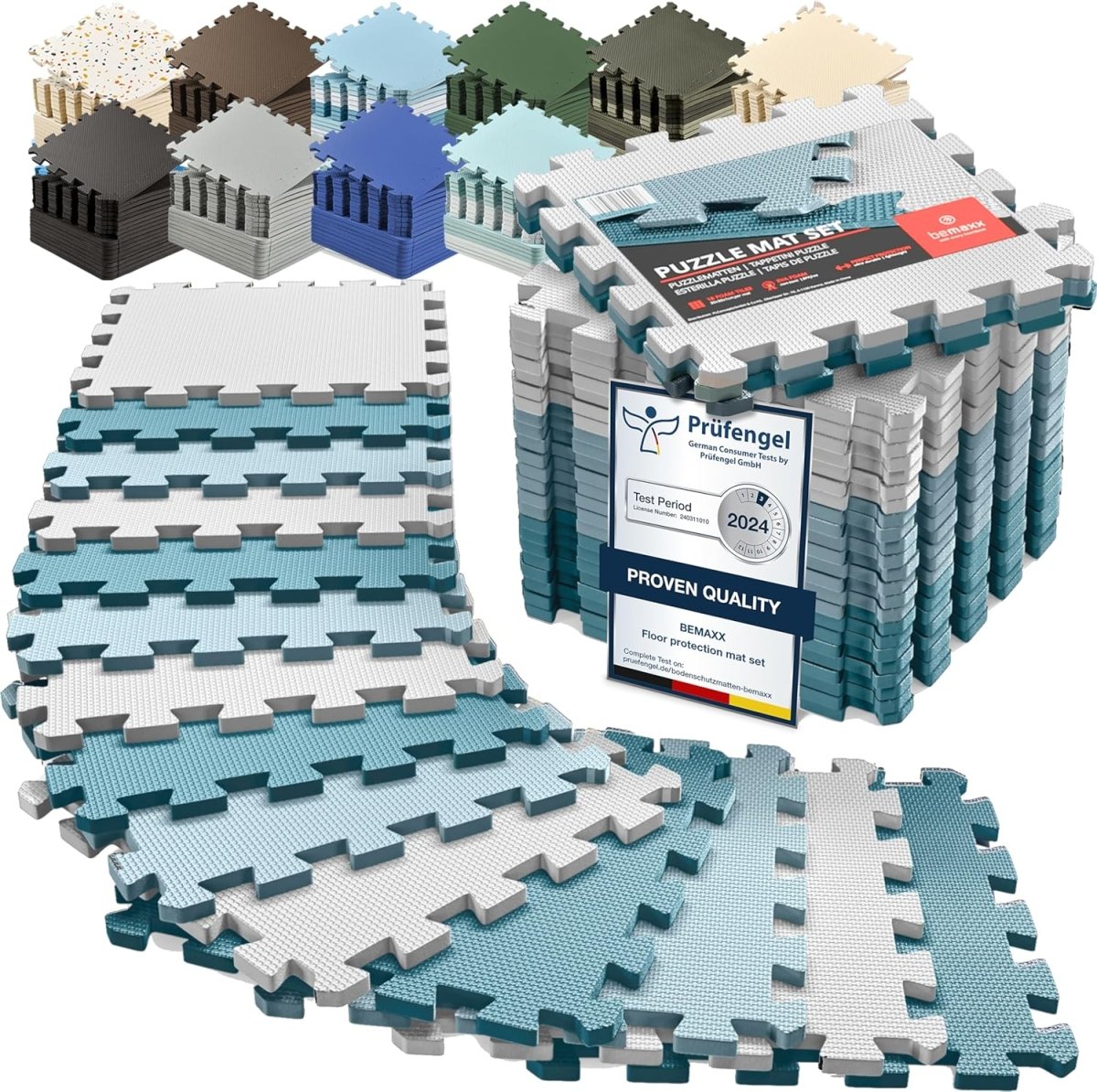 18x Piece Interlocking Soft Foam Floor Mat Set: Protective EVA Puzzle Tiles for Gym, Exercise, and Home Fitness