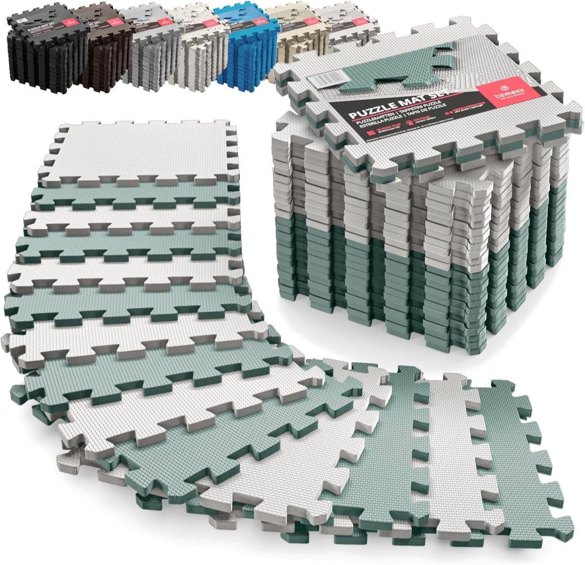 18x Piece Interlocking Soft Foam Floor Mat Set: Protective EVA Puzzle Tiles for Gym, Exercise, and Home Fitness
