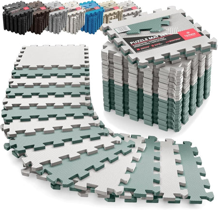 18x Piece Interlocking Soft Foam Floor Mat Set: Protective EVA Puzzle Tiles for Gym, Exercise, and Home Fitness