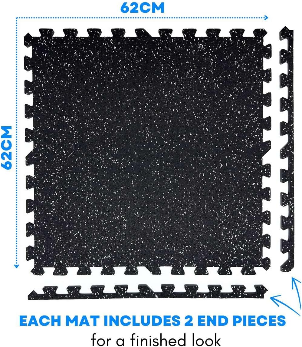 4 Large Interlocking Gym Mats: Rubber & EVA Foam Tiles for Home Workout.