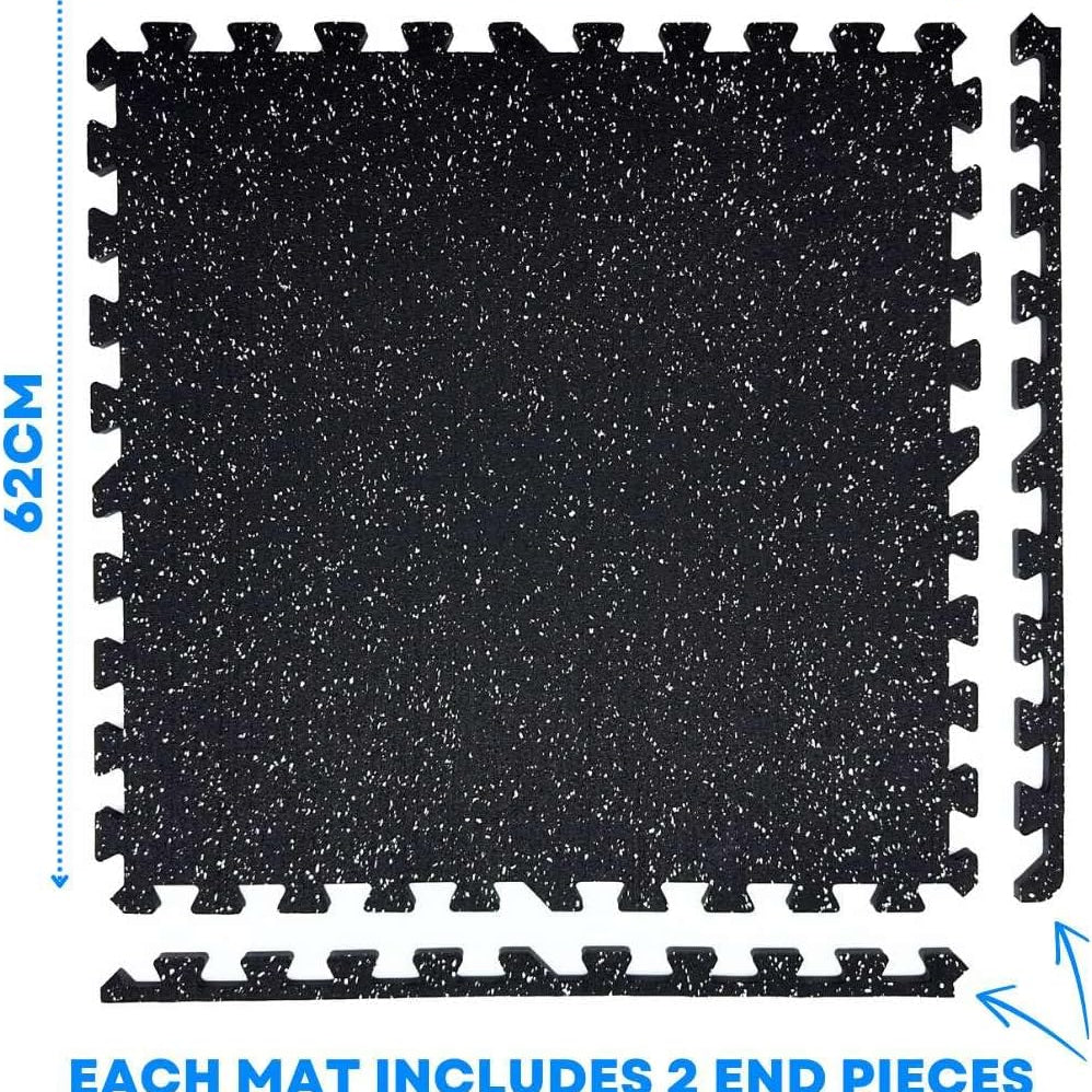 4 Large Interlocking Gym Mats: Rubber & EVA Foam Tiles for Home Workout.