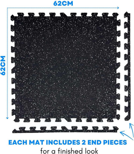 4 Large Interlocking Gym Mats: Rubber & EVA Foam Tiles for Home Workout.