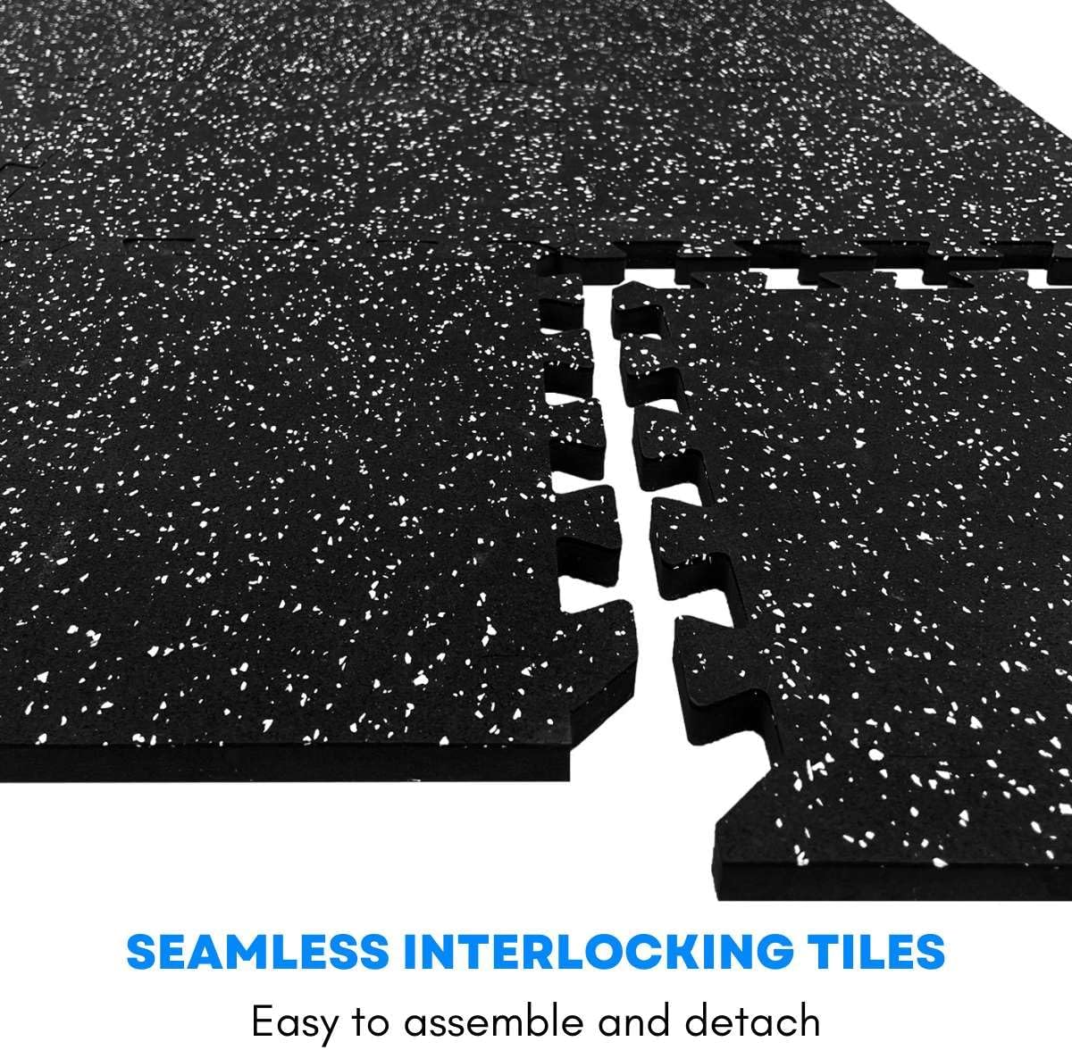 4 Large Interlocking Gym Mats: Rubber & EVA Foam Tiles for Home Workout.