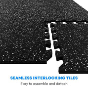 4 Large Interlocking Gym Mats: Rubber & EVA Foam Tiles for Home Workout.