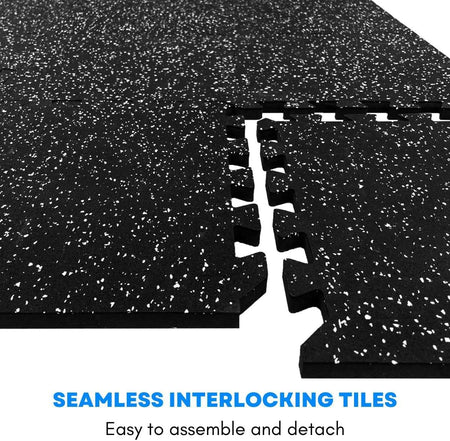 4 Large Interlocking Gym Mats: Rubber & EVA Foam Tiles for Home Workout.