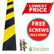 Non Slip Decking Strips GRP Heavy Duty Pro Grade 50mm - BLACK/YELLOW HAZARD