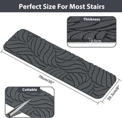 Non-Slip Stair Treads for Wooden Steps, 8" x 30" (15-Pack) Indoor Carpet Runners with Reusable Adhesive