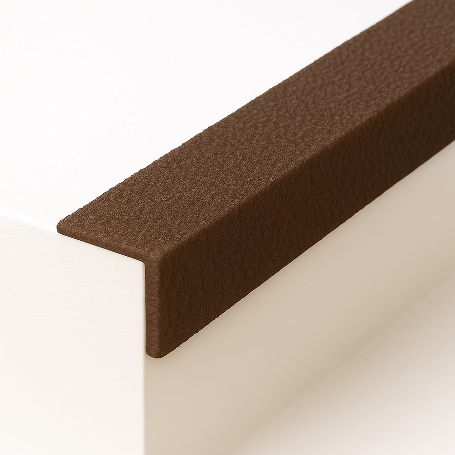 Brown GRP Stair Nosings – Heavy-Duty Anti-Slip Safety Tread - Non-Slip Step Edge Protection (500mm - 3m)