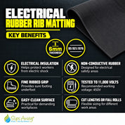 Electrical installation rubber ribbed matting, 6mm Anti Slip Safety mat 11kv ( 450V )