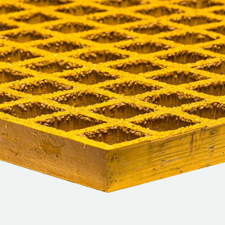 Yellow GRP MESH GRATING with grid pattern on a white background