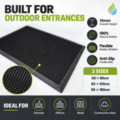 All-Weather Entrance Matting – Durable Rubber Pin Brush Bristles for Maximum Cleaning Power - Slips Away -  -