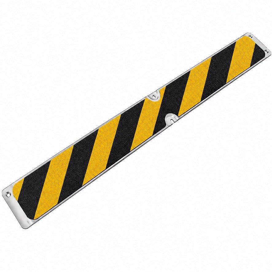 Aluminium Anti Slip Plate Tread 63mm x 635mm | Rust Free Screw Down | Heavy Duty GRP Surface | Made in UK - Slips Away - Decking strips - 1x Decking plate 63mm x 635mm hazard - 