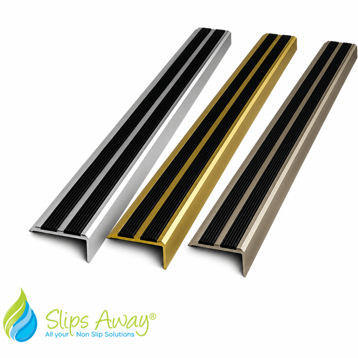 Aluminium Anti-Slip Stair Nosing Trim – Hidden Fix Step Edge Protector – 1800mm / 2500mm