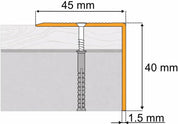 Aluminum Stair Nosing, 45mm x 40mm, 1.18m, Anti-Slip Step Edge Trim