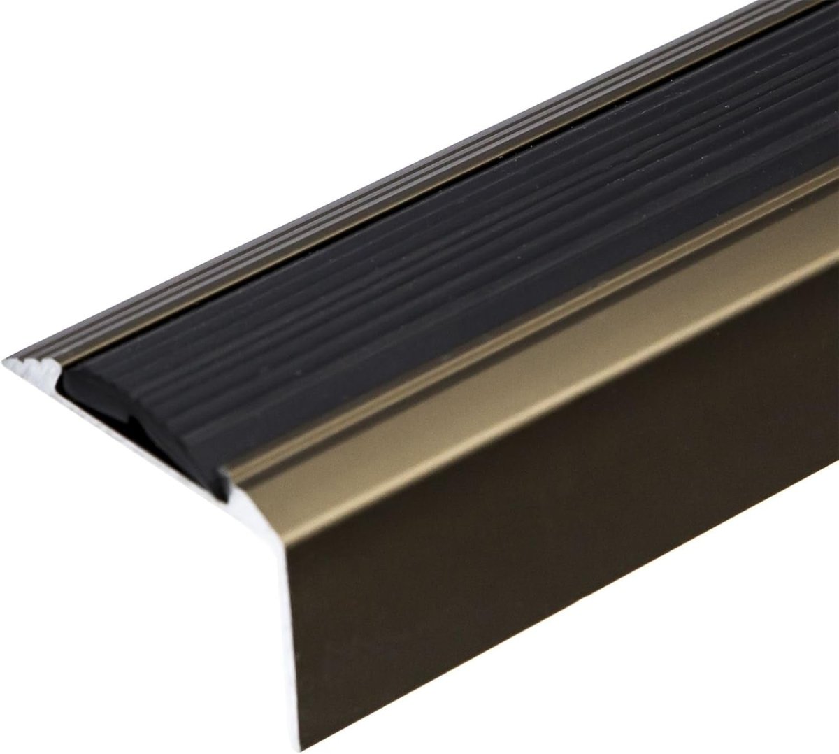 Silver Anodised Aluminium Anti-Slip Stair Nosing Trim, 1200mm x 46mm x 30mm