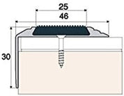 Silver Anodised Aluminium Anti-Slip Stair Nosing Trim, 1200mm x 46mm x 30mm
