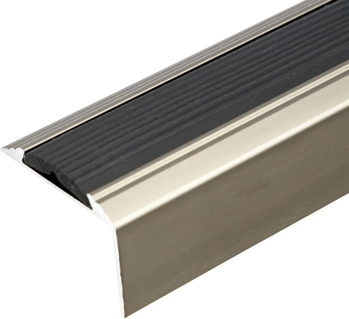 Silver Anodised Aluminium Anti-Slip Stair Nosing Trim, 1200mm x 46mm x 30mm