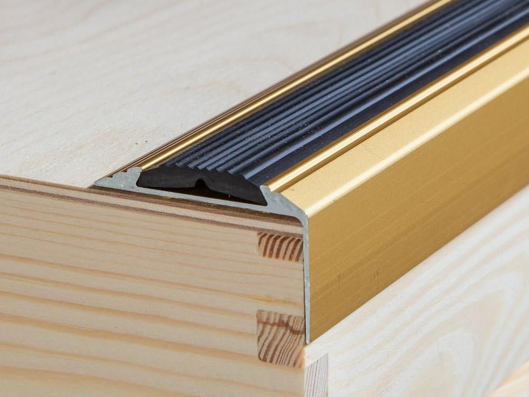 Silver Anodised Aluminium Anti-Slip Stair Nosing Trim, 1200mm x 46mm x 30mm
