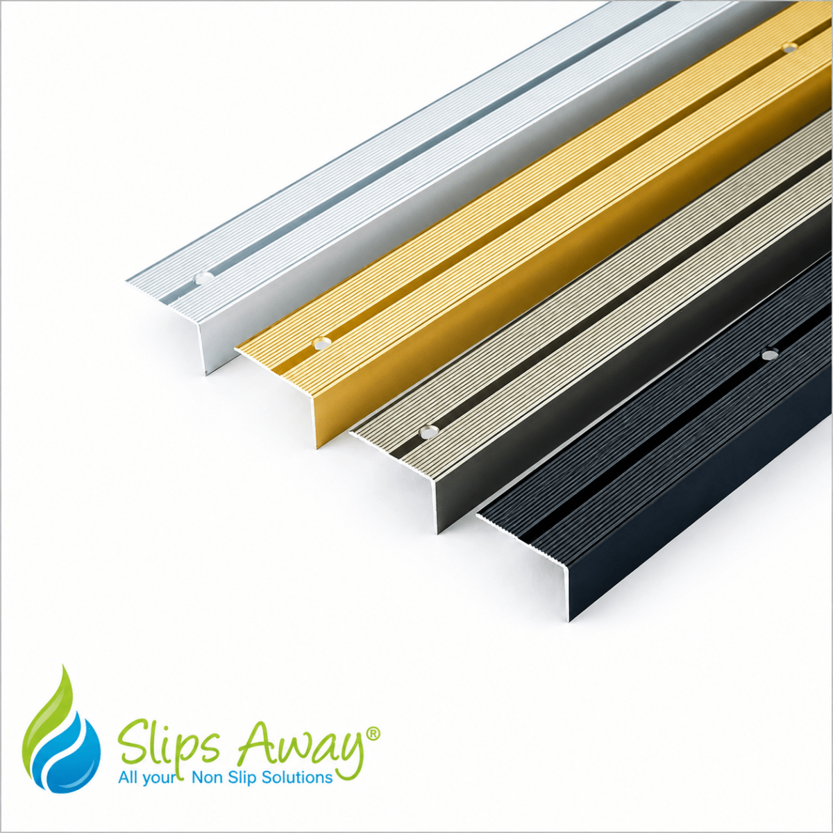 Anti-Slip Aluminum Stair Nosing, 42x22mm, 1M, Durable Edge Trim, Drilled Carpet Guard