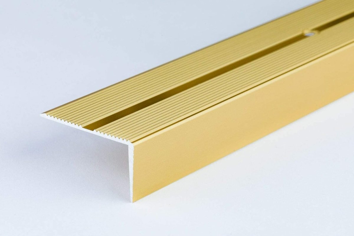Anti-Slip Aluminum Stair Nosing, 42x22mm, 1M, Durable Edge Trim, Drilled Carpet Guard