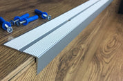 Anti-Slip Aluminum Stair Nosing, 42x22mm, 1M, Durable Edge Trim, Drilled Carpet Guard