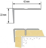 Anti-Slip Aluminum Stair Nosing, 42x22mm, 1M, Durable Edge Trim, Drilled Carpet Guard