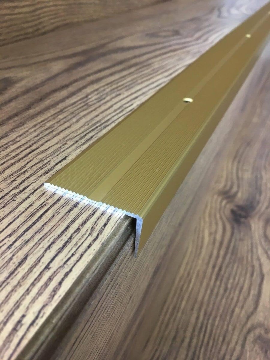 Anti-Slip Aluminum Stair Nosing, 42x22mm, 1M, Durable Edge Trim, Drilled Carpet Guard