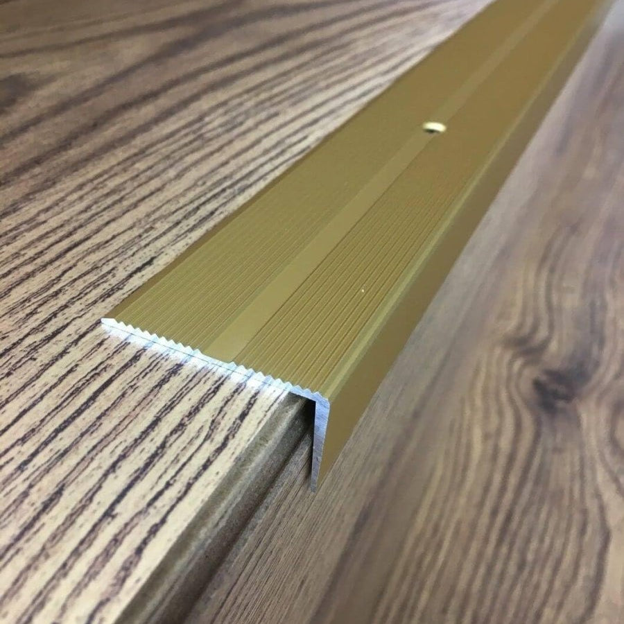 Anti-Slip Aluminum Stair Nosing, 42x22mm, 1M, Durable Edge Trim, Drilled Carpet Guard