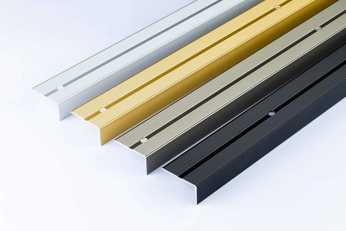 Anti-Slip Aluminum Stair Nosing, 42x22mm, 1M, Durable Edge Trim, Drilled Carpet Guard
