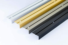 Anti-Slip Aluminum Stair Nosing, 42x22mm, 1M, Durable Edge Trim, Drilled Carpet Guard